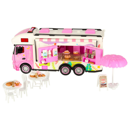 Kamper Zdalnie Sterowany Na Pilota Samochód Kempingowy Auto 2,4GHz Dźwięki Światła Akcesoria Różowy | KX3049