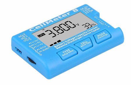 Miernik CellMeter 8 Tester Napięcia Serw ESC Li-Po Li-Ion Li-Fe NiMH NiCd | L150
