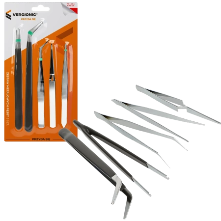 Pęsety Modelarskie Precyzyjne Metalowe 5szt. 11,5-15cm | VERGIONIC