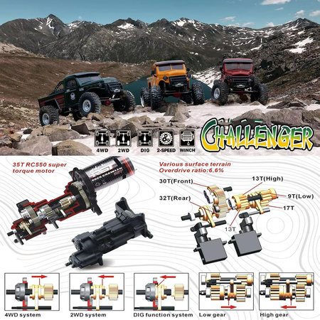 Samochód Zdalnie Sterowany Challenger Crawler Zielony 1/10 | RGT-EX86170-3 RGT