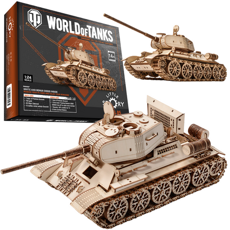 Little Story Drewniane Puzzle Model 3D Czołg T-34-85 World of Tanks 37x14,2x12cm | WOT02