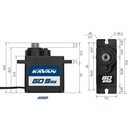 Serwo Cyfrowe micro GO-9MG (4.8-6v/0.13-0.11s/1.8-2.2kg/cm) - KAVAN