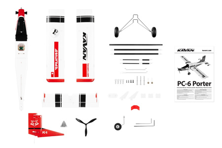 Samolot Zdalnie Sterowany Pilatus PC-6 Porter 1500mm ARF Czerwony Model RC | KAV02.8090 KAVAN