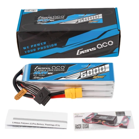 Akumulator LiPo 6000mAh 22,2V 80C 6S1P XT90 G-Tech Sport | GEA606S80SX9GT GENS ACE