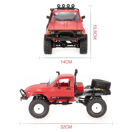 Samochód OFF-ROAD WPL C-14 (Czerwony, 1:16, 4x4, 2.4G, LiPo)