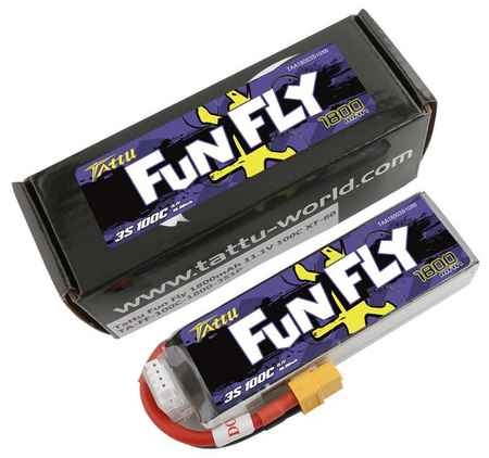 Akumulator LiPo 1800mAh 11,1V 100C 3S1P XT60 FunFly | TAA18003S10X6 TATTU