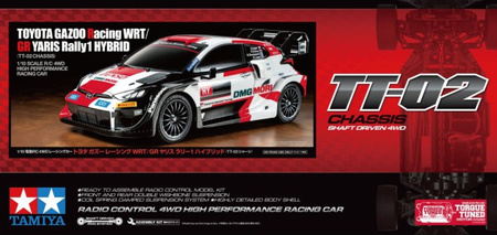 Tamiya Toyota Gazoo Racing WRT/GR Yaris TT-02 1/10 KIT Samochód Zdalnie Sterowany Model RC do Złożenia | TA-58716