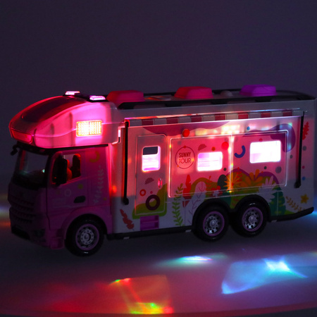 Kamper Zdalnie Sterowany Na Pilota Samochód Kempingowy Auto 2,4GHz Dźwięki Światła Akcesoria Różowy | KX3049