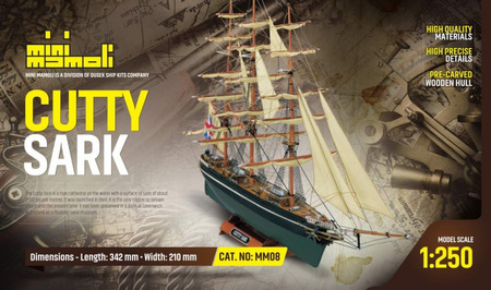 Statek Cutty Sark Model Drewniany Żaglowiec Mini Mamoli 1:250 342mm | MM08