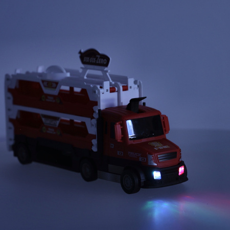 Transporter laweta ciężarówka tor samochodowy + 6 aut (~140cm)