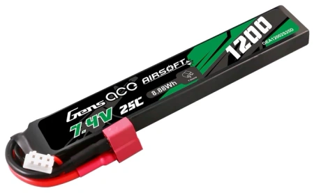 Gens ace 25C 1200mAh 2S1P 7.4V Airsoft Gun Lipo Battery with T Plug