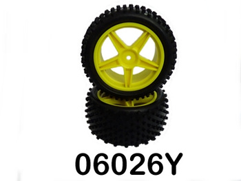 Koła Buggy 1:10  TYŁ (2 szt.) żółte | Himoto 06026Y
