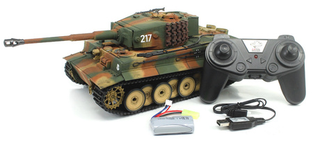 German Tiger 1 Mid Painted Camo RTR 2,4Ghz 1/24 Czołg Zdalnie Sterowany IR Dźwięk Taigen Kamuflaż | 3841-11-M-C HENG LONG
