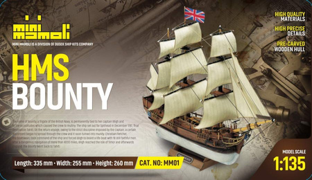 Okręt HMS Bounty Model Drewniany Żaglowiec 1/135 335mm | MM01 MINI MAMOLI