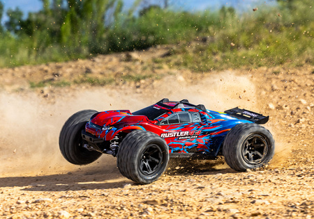 Traxxas Rustler 4X4 Brushless Bezszczotkowy 1:10 2,4GHz Czerwono-Niebieski Samochód Zdalnie Sterowany Model RC | 67464-4