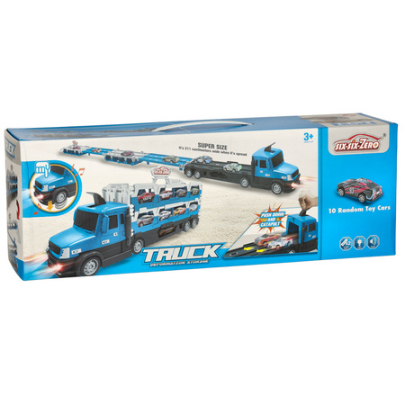 Transporter laweta ciężarówka tor samochodowy XXL + 10 aut (~210cm)