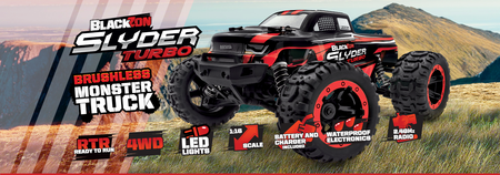 BlackZon Slyder Turbo Brushless MT Monster Truck 1/16 4WD Bezszczotkowy Czerwony Samochód Zdalnie Sterowany Model RC | 540211