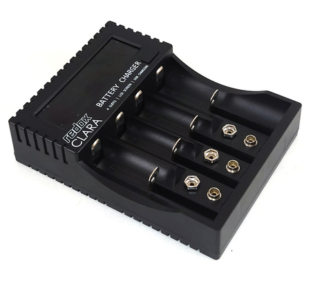 Ładowarka Clara 4x AA, AAA, Li-Ion, Li-Fe, Li-HV, Ni-MH, Ni-Cd, 9V | REDOX