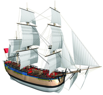 Drewniany żaglowiec H.M.S. Endeavour 1:50 (KIT) | BB514 BILLING BOATS