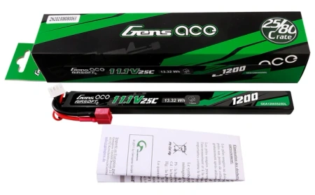 Akumulator LiPo 1200mAh 11,1V 25C 3S1P Dean-T Airsoft Gun Long Size | GEA12003S25DL GENS ACE