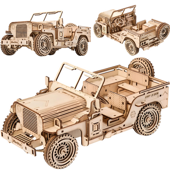 Little Story Drewniane Puzzle Model 3D Pojazd Wojskowy Jeep 23x10x12cm | E014