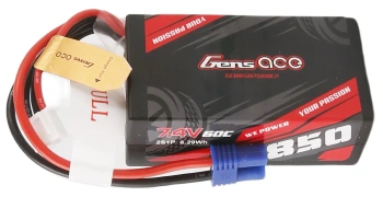 Akumulator LiPo 850mAh 7,4V 60C 2S1P EC2 | GEA8502S60E2 GENS ACE