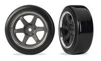 Koła On-Road Przednie 1/10 2szt. Szare 1.9" 6-Spoke Front Wheels & Hard Drift Tires | 10574 TRAXXAS
