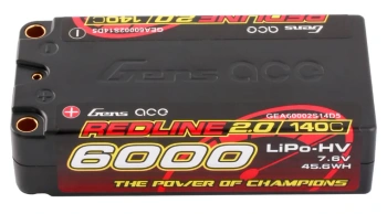 Akumulator LiPo 6000mAh 7,6V 140C 2S2P HardCase HV Redline 2.0 | GEA60002S14D5 GENS ACE