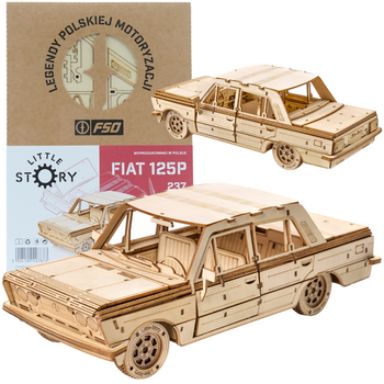 Little Story Drewniane Puzzle Model 3D Samochód FSO Fiat 125p 1/16 26,2x11,7x8,5cm | E002