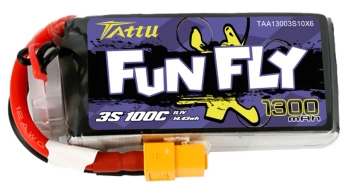 Akumulator LiPo 1300mAh 11,1V 100C 3S1P XT60 FunFly | TAA13003S10X6 TATTU