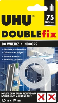 Dwustronna Taśma Klejąca Montażowa UHU Double Fix 1,5m x 19mm 75kg | 44756