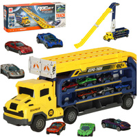 Tor wyścigowy samochodowy ciężarówka laweta transporter + 6 aut (żółty)